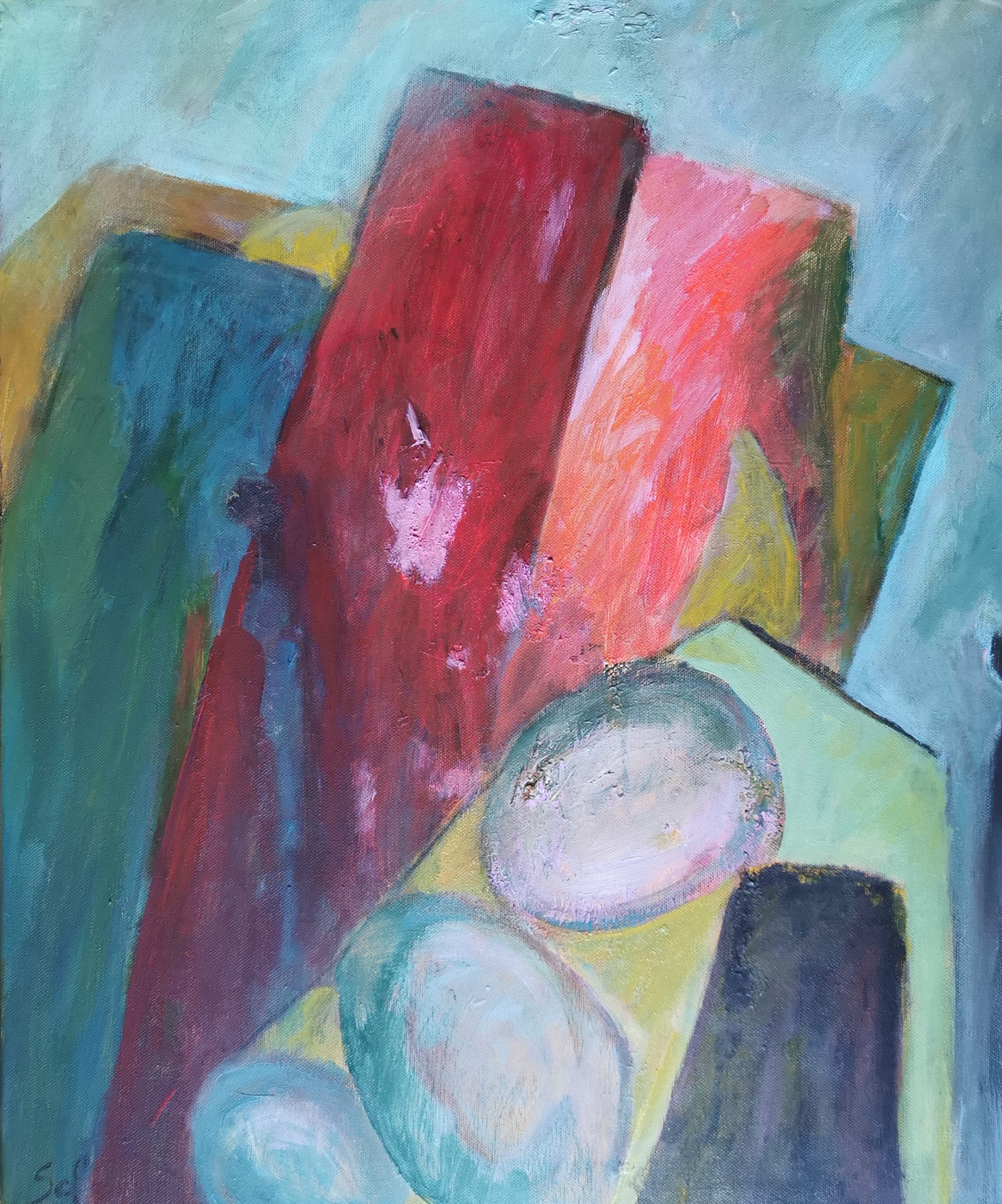 Bouleversement. Peinture à l'acrylique de Sophie Erlich représentant un paysage abstrait